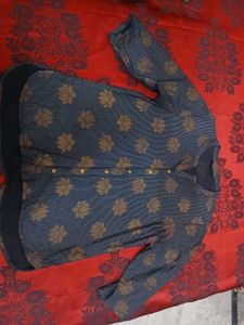 Charcoal Floral Print short Kurti