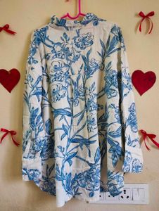 Floral Print High Low Boxy Shirt