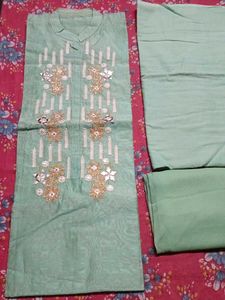 Elegant Embroidered Kurta Set meterial