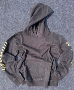 Grey Hoodie with Yellow Sleeve Detail