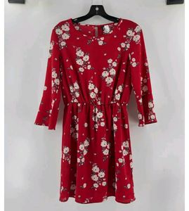 Red Floral Mini Dress(H&M)