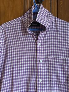Men's Purple Gingham Short Sleeve Shirt