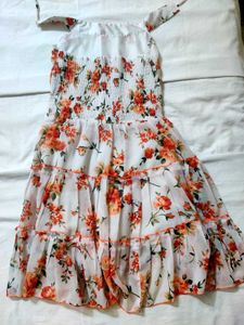 Floral Tiered Halter Neck Dress