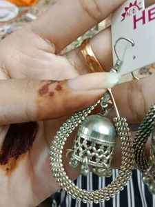 Elegant Oxidised Silver Jhumka Earrings