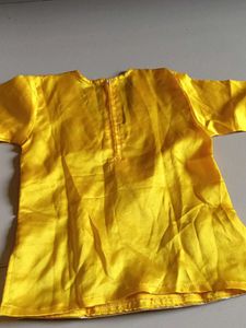 4-6 years kids Yellow Kurta with Blue patiya