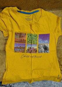 Yellow Graphic Cotton T-Shirt
