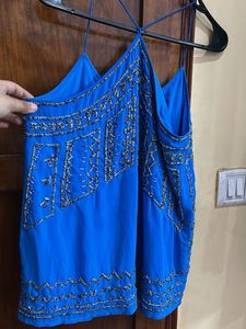 Stunning Embellished Blue Camisole Top