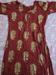 Maroon Kurta with Gold Print
