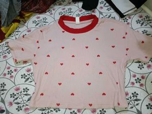 Pink Heart Print Top