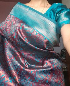 Silk Saree With Copper Zari Work✨️