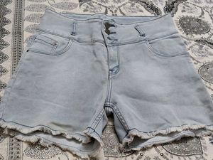 Light Wash Denim High Waisted Shorts