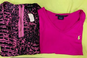 Western Top With Tshirt 2 Piece Top Material Chiffon Tshirt Cotton Wear Also M To L Size