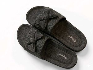 Sparkly Bow Slide Sandals