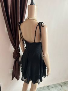 Black Swiss Dot Mini Dress