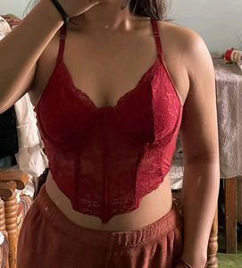 Burgundy Lace Bustier Top