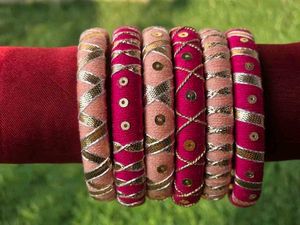 Set of 6 Designer Thread Bangles🩷