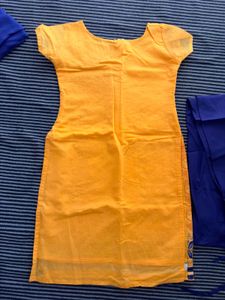 Yellow Kurta Set with Blue Pants