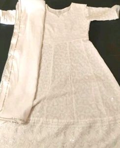 Elegant White Chikankari Kurta Set