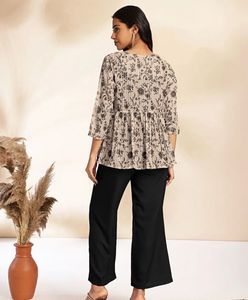 Black &amp; Beige Floral 3-Piece Co-Ord Set | Stylish