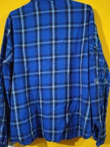 Blue Plaid Embroidered Shirt