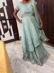 Elegant Mint Green One-Piece Ethnic Gown for Women