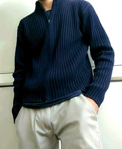Unisex Zip Up Wool Cardigan