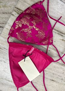 Vibrant Pink Brocade Halter Blouse