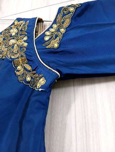 Blue Wedding Cold Shoulder Gown