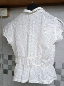 White Broderie Anglaise Blazer Top