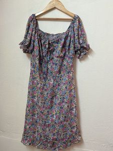 Boho Floral Puff Sleeve Mini Dress