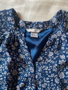 Navy Floral Flutter Sleeve Dress