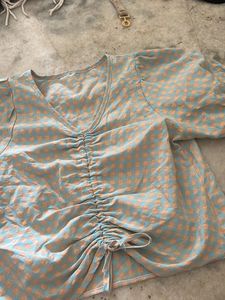 Chic Ruched Checkered Top