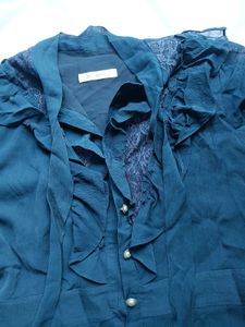 Bohemian Style Teal Blouse