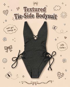 Textured Tie-Side Bodysuit🐈‍⬛