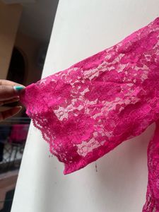 Vibrant Pink beautiful Lace Crop Top never use tot