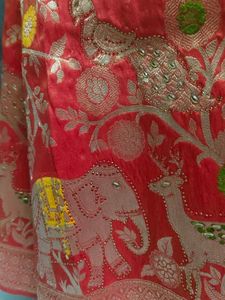 Beautifully Embellished Red Saree with blouse