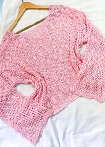Pinterest Oversized Crochet Pink Pullover B