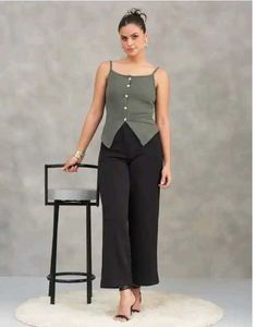Olive Green Button-Front Tank ToP