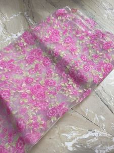 Pink Floral Organza Fabric