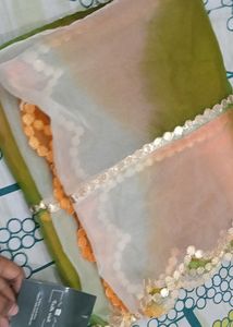 Tricolor Cutwork Organza Dupatta