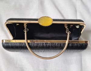 Elegant Black &amp; Gold Hardcase Evening Clutch (Good