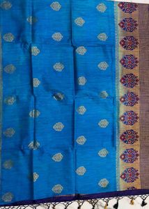 Elegant Blue Silk Saree with Gold Border