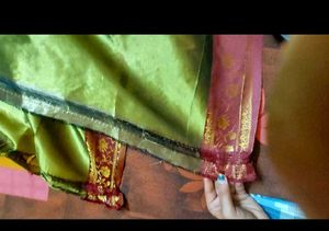 Elegant Olive Green Saree with Gold Embroidery