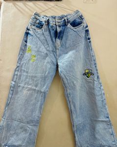 Acid Wash Wide Leg Jeans