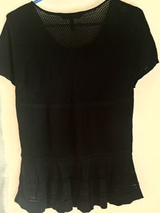 Chic Black Mesh Peplum Top