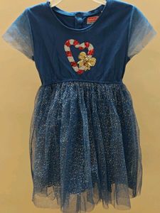 Babyhug Blue Sparkle Baby Girls Dress