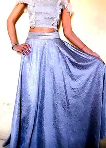 Elegant Silver Lehenga and pretty 😍 top