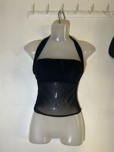 Sparkly Black Halter Top