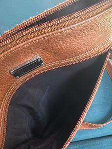 Tan Leather Crossbody Multizip Bag