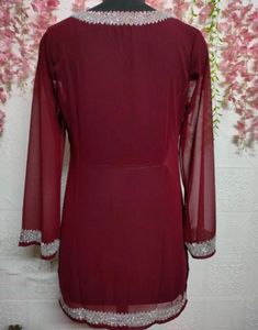 y2k embellished sheer kurti top